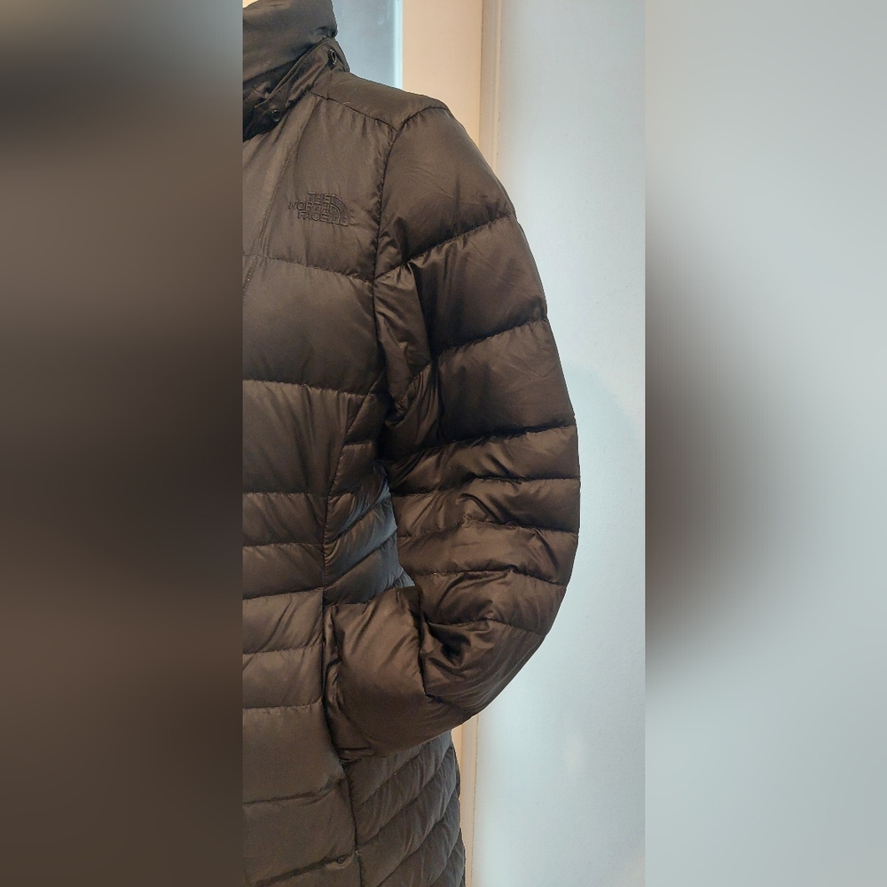 Women's Long Puffer Coat - Brown - Picture 4 of 11